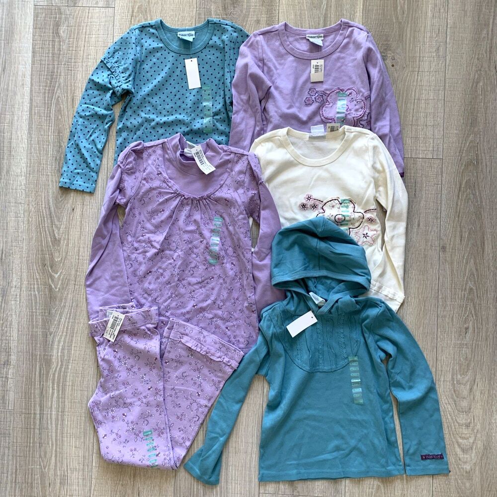 Lot 6 pc Naartjie Tops Long Sleeve Shirt Pant Blue Purple Girls Size 6